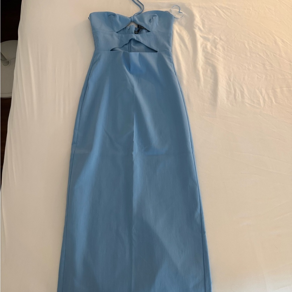 Zara light blue  Blue Halter Dress